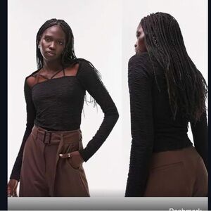 NAKD ruched black long sleeve cutout strap shirt XXL $58